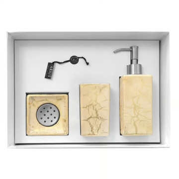 KALAHARI SET WHITE/GOLD - Countertop glass soap dish by Glass Design - view 3